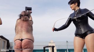 2025 FemDom Scene: MahoganyQen & Alexandra Outdoors Whipping HD-5