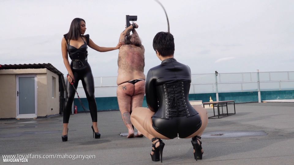 2025 FemDom Scene: MahoganyQen & Alexandra Outdoors Whipping HD