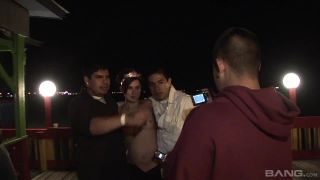 Three Topless Brunettes Ride A Mechanical Bull-3