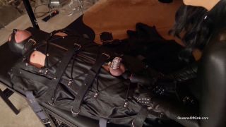 Femdom porn  QueensOfKink: Bondage Bag Teasing and Leather Glove Play Stage 2  Handjob -7