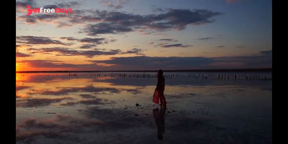 Walk on Red Sunset of Elton Salt Lake