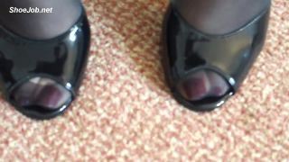 Shiny Shoejobs presents Pleaser Domina Mules Tease-2