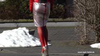 7120 Fetish - Red silver extreme wedges leathergloves lycra s...-9