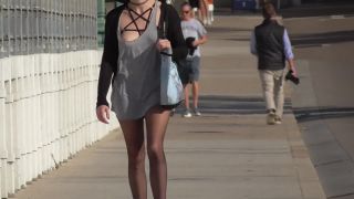 Shy Goth Exhibitionist Loose Top At A Park-3