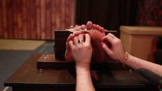 clip 46 lesbian hardcore oral feet porn | Hysterical mummification tickling of Angela in stocks | hd-3