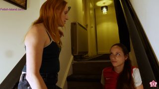 clip 17 Lustful Orchid – Soccer Captain Pure Lucie Bullies Slave Mila’s Lesbian Confession and Stairwell Orgasm, foot femdom on femdom porn -1