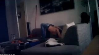 Horny girl masturbating till orgasm on the couch. hidden cam-9