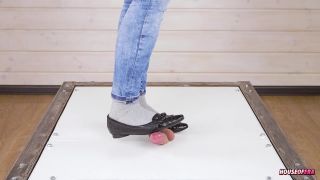 POV Cruel cock balls trampling and stomping ballet flats...-5