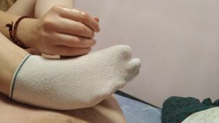 He Loves To Cum Inside My Socks Footjob, Sockjob, Handjob-6