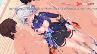 Genshin Impact Furinaoutdoor gangbang on the beach. 3D Hentai Animation.-1
