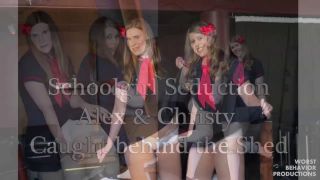 video 44 Schoolgirl Seduction – Alex and Christy Caught behind the Shed- Bare Bottom School Paddling, kinky fetish on fetish porn -0