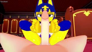 FurryKami - Ankha from Animal Crossing Gives You A Footjob Furry Style-5