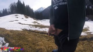 White snow and white cum in the mountains-3