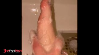 Teen shower feet washing with soft dildo play-5