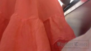 Upskirt-times.com- Ut_2423# Blonde girlie in wide orange dress. Our operator made girl upskirt shots of...-2