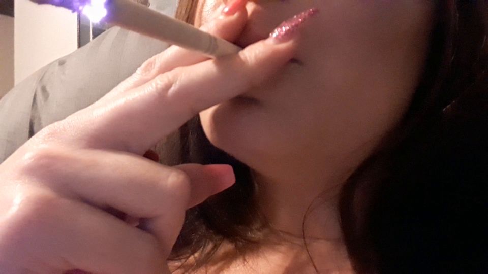 Evening Cleavage Smoke Break - Smoking