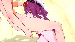 Wet Waifus - Hu tao gets Hot and Horny at the beach - Genshin Impact-2