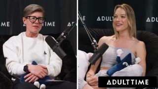 Big Natural Tits ADULT TIME - Busty Lesbians Octavia Red and Kenna James CAUGHT EATING PUSSY On Podcast Set FULL SCENE-0