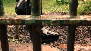 clip 31 femdom foot slave Young Goddess Kim - Caged And Enslaved, latex on fetish porn-3