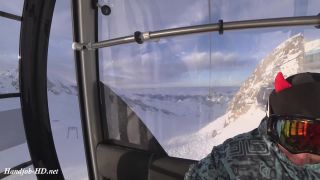 Online Tube Public blowjob in the ski lift - handjob and footjob-0