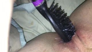 horny amateur girl selfie masturbating with hairbrush on webcam -3