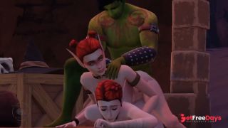 Orc and 2 elven girls in a cave, part 3-5