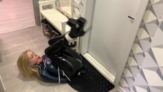 Latex Slut Ballgagged And Drooling Then Bounded And Tryin...-8