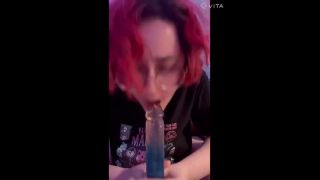 Exclusive Big Titty Goth Girl Gagging on Dildo-4