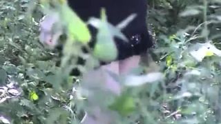 Woman caught changing in the forest-8