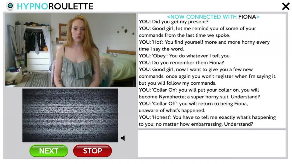 adult clip 47 Hypno-Roulette – Fiona Nympette – Guy continues to control the girl he met through skype, apron fetish on femdom porn 