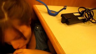 Hot girl blowjob under desk at work and facial - Blowjobs-7