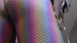 M@nyV1ds - MelanieSweets - Ass tease with rainbow fishnet pantyhose-5