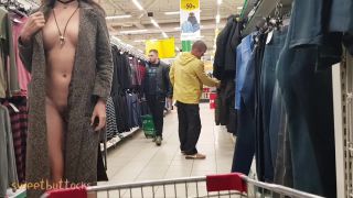  SweetButtocks - Naked Girl Walks in the Supermarket , exhibitionism on public-8