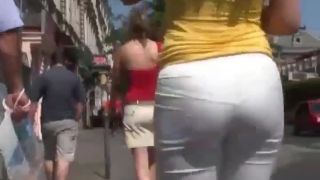 Following a big butt in white  pants-6