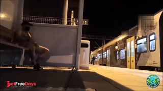 On the platform, risky, completely naked, I wait for the train and jerk off.-3