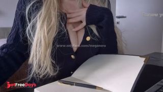ASMR Big Tits Blonde Student Spread Legs under the Desk and Cant Stop Touching Wet Pussy POV-6