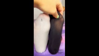 TickleVibes - One grey stocking and one black stocking.-6