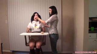 Diaperedonline2Lucy Nikki Nikki  Lucy Fed in High Chair-4