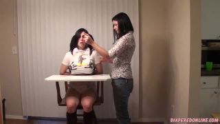 Diaperedonline2Lucy Nikki Nikki  Lucy Fed in High Chair-8