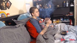 [GetFreeDays.com] Short Hair Lesbian Smoking in Bed Porn Video October 2022-5