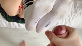 Young Hot Brunette does Sockjob --1