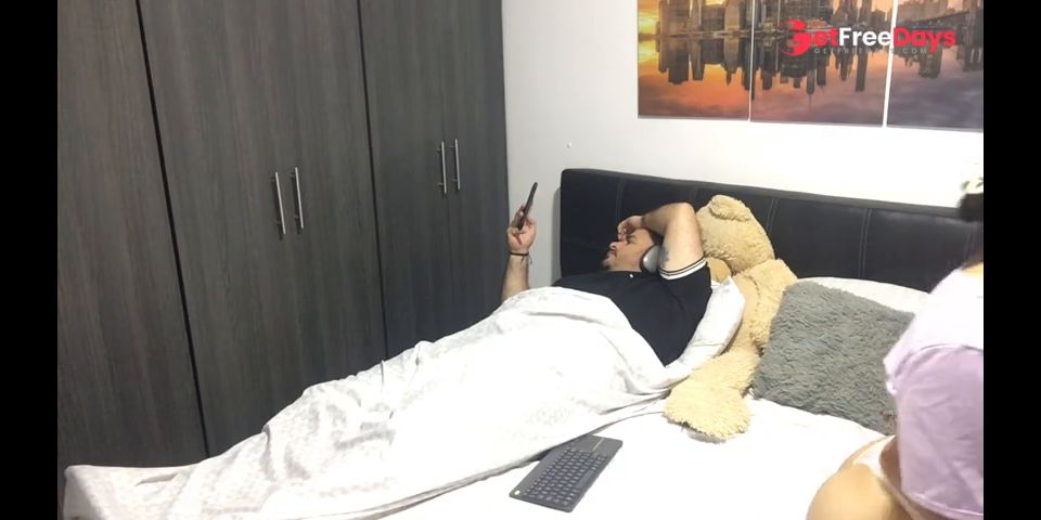 My horny stepdaughter masturbates in front of me and makes a video