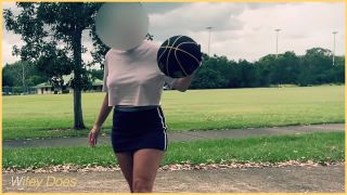 WifeyDoesMILF plays basketball BRALESS in public ｜ Underboob on show-3