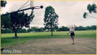 WifeyDoesMILF plays basketball BRALESS in public ｜ Underboob on show-9