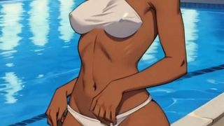 I have a white bed in my Backyard and let me show you my new bikini Roleplay ASMR-7