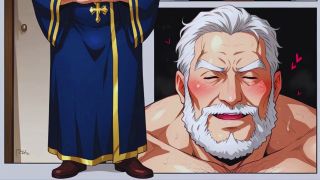 Real Fantasy - Gay orgy with old priests in secret monastery. Cum in daddy's ass! Anime Hentai daddy priest.-0