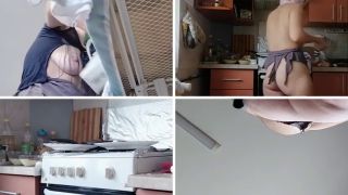 Verified Amateurs Hairy brunette pussy, big tits, sensual hairy woman in the kitchen. Sexy milf, hairy pussy, big ass,-1