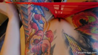 Hot Inked Model Tanya Virago Takes off her Red Lingerie under the Music , milfs curvy big tits on milf -5