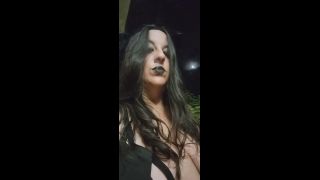 Bellybuttonlady87 - Smoking in a goth look provocative outfit-7