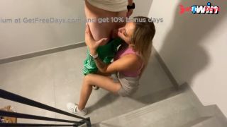 Slutty Schoolgirl Fucked and Creampied on the Staircase-6